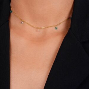 Colar Chocker Pontos de Luz Coloridos Cristais