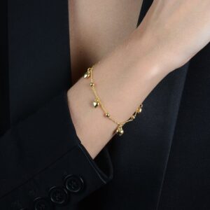 Pulseira  com Pingentes de Coração e Esferas