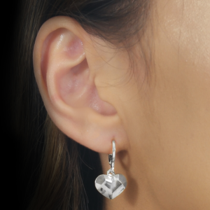 Brinco de Argolinha e Coração facetado , coleção gypsy