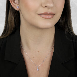 Conjunto de Gota lavanda em Zircônia Prata 925