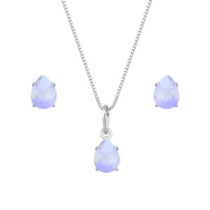 Conjunto de Gota lavanda em Zircônia Prata 925